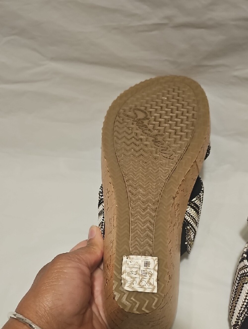 Skechers Black & White Woven Crisscross Slide Sandals - Picture 6 of 6